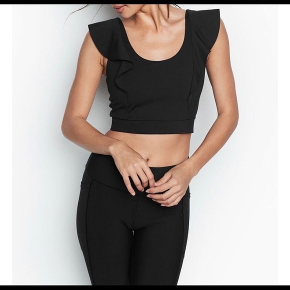 Victoria’s Secret sport ruffle crop top black size small